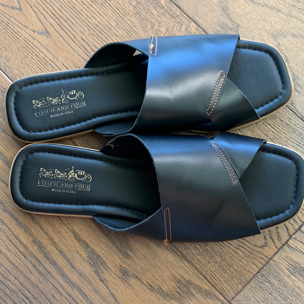 Coach and Four leather slip on sandals